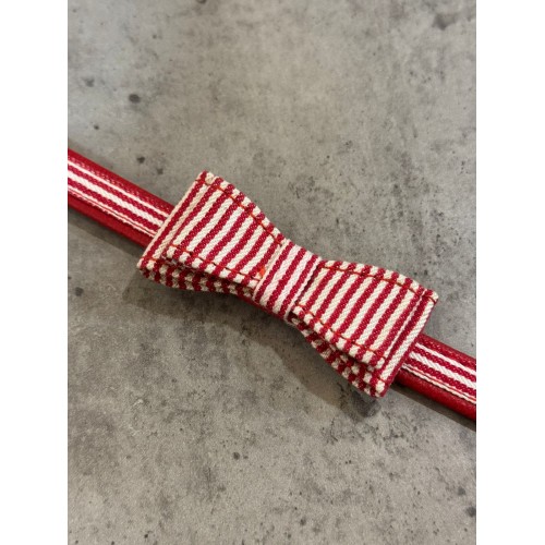 Нашийник для собак з бантом у червоно-білу смужку