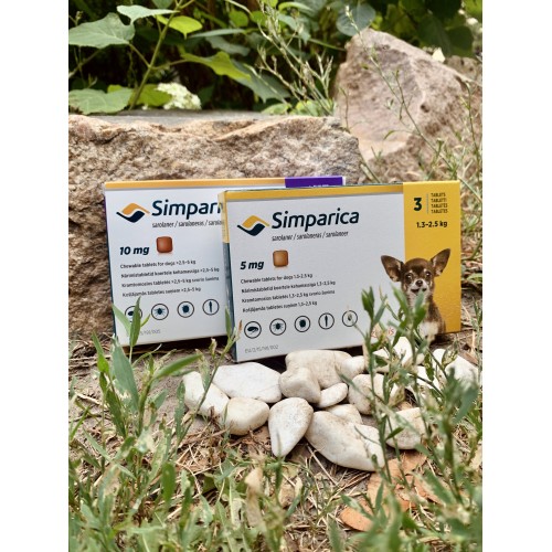 Таблетки Simparica Симпарика от блох и клещей для собак от 1,3 до 2,5кг, 5мг/1табл.