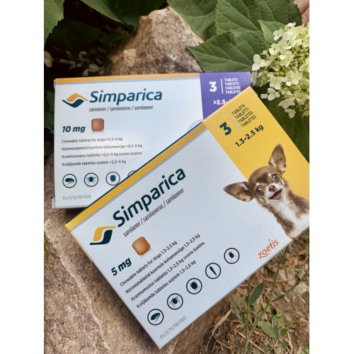 Пігулки Simparica Сімпарика від бліх та кліщів для собак від 1,3 до 2,5кг, 5мг/1табл.
