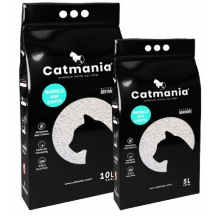 Наполнитель бентонитовый для котов CATMANIA марсельское мыло+бирюзовые гранулы 5л