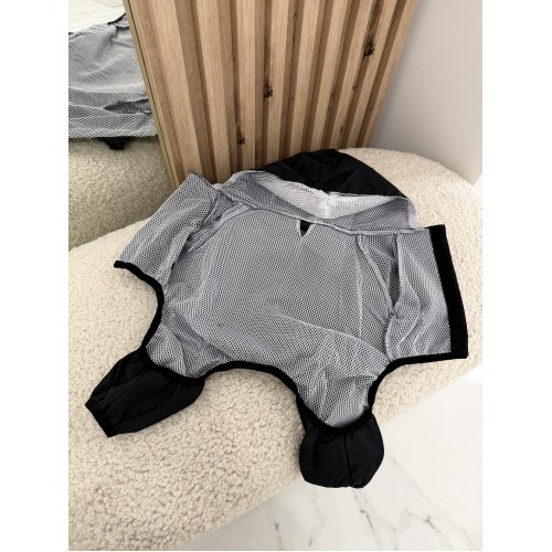 Дождевик для собак чёрный с надписью DON’T TOUCH ME, водонепроницаемый комбинезон с капюшоном