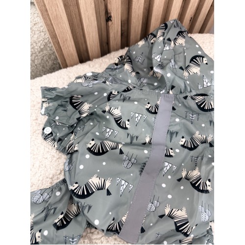 Дождевик для собак с капюшоном и светоотражающей полосой, зеленый с зебрами комбинезон водонепроницаемый с лапами