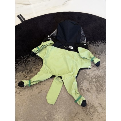 Брендовий дощовик для собак з капюшоном водонепроникний The North Face, зелений комбінезон для прогулянок під час дощу