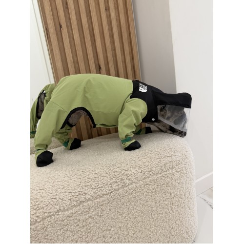 Брендовый дождевик для собак с капюшоном водонепроницаемый The North Face, зеленый комбинезон для прогулок в дождь