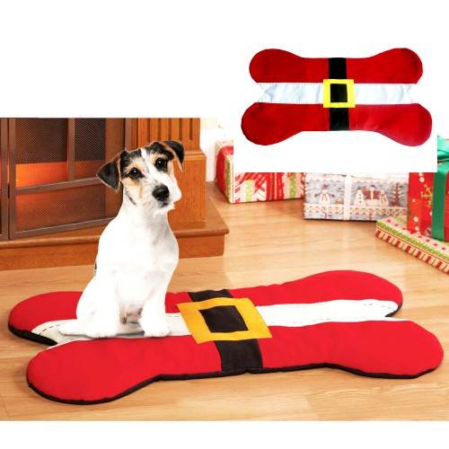 Коврик для собак и кошек на новый год в виде пояса Санта-Клауса  красного цвета