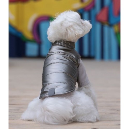 Зимняя жилетка для собак Cheepet водоотталкивающий материал, без капюшона, серая