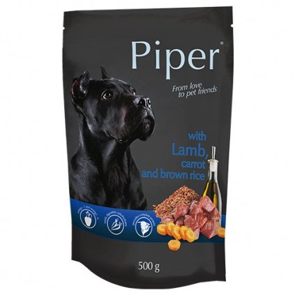 Консервований корм для собак Piper Dog Ягня, морквина та коричневий рис ПАУЧ упаковка 500г