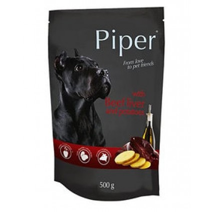 Консервований корм для собак Piper Dog Яловича печінка та картопля ПАУЧ упаковка 500г