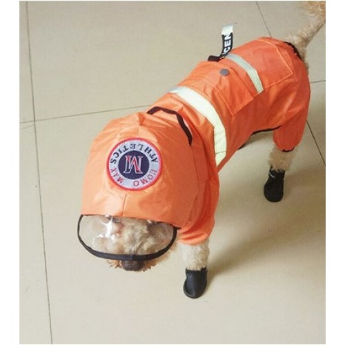 Дождевик для собак со светоотражающими полосами, с карманом на спинке ATHLETICS, оранжевый