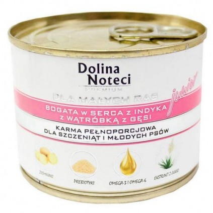 Консервы для щенков DOLINA NOTECI PREMIUM JUNIOR мелких пород с сердцем индейки и гусиной печенью