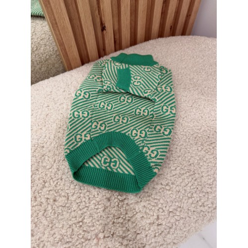 Брендовый свитер для собак GUCCI с мелкими логотипами, зеленый