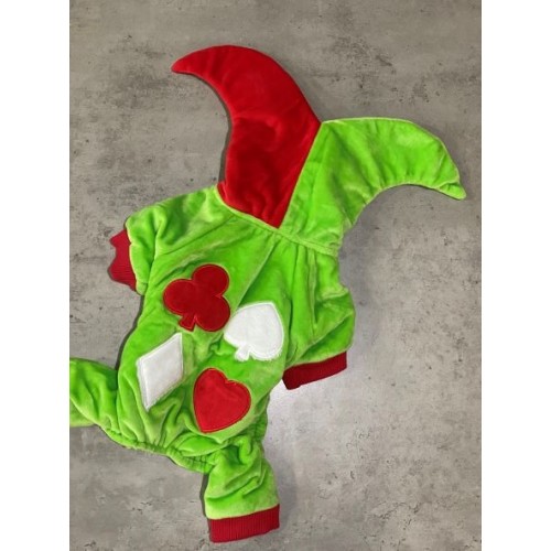 Велюровий комбінезон для собак Mr.Michael костюм Арлекіна з капюшоном, зелений