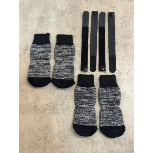 Носки для собак "Меланж" с прорезиненной подошвой, на липучке, черные