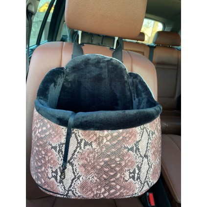 Автокресло для собак и кошек в машину Maralis черный плюш и бордовый питон