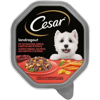 Консерви для собак CESAR Паштет "Селянські рецепти" соковита яловичина з макаронами та морквою 150г