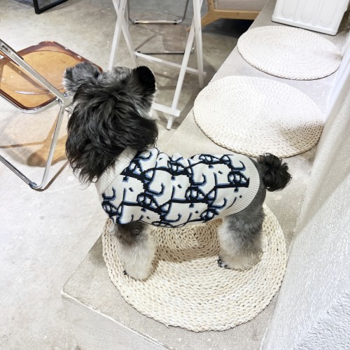 Брендовый свитер для собак DIOR в коллаборации CACTUS без рукавов, белый