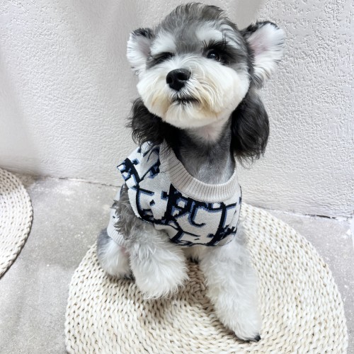 Брендовый свитер для собак DIOR в коллаборации CACTUS без рукавов, белый