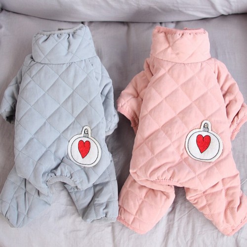 Зимний комбинезон для собак PetCircle простроченный, с Сердечком, серый