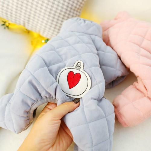 Зимний комбинезон для собак PetCircle простроченный, с Сердечком, серый