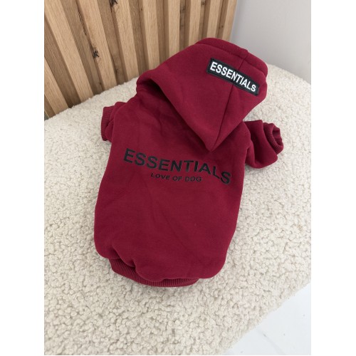 Брендовый худи Essentials Love of Dog бордовый | Теплая толстовка с капюшоном для собак и кошек