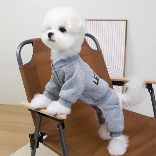 Трикотажний костюм для собак Let\'s go з кільцем на спинці під повідець, сірий