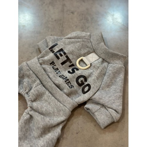 Трикотажний костюм для собак Let\'s go з кільцем на спинці під повідець, сірий