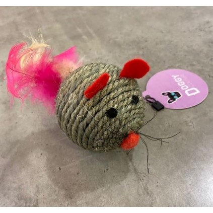 Іграшка для котів FOX "Куля-драпка Миша+перо" 6,5см