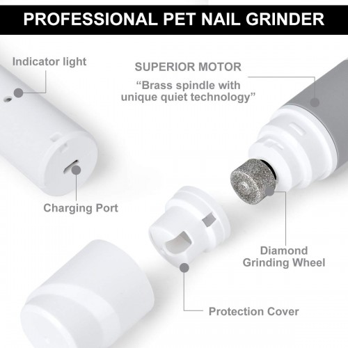 Электрическая пилочка гриндер "Лапка"для собак и кошек на USB зарядке 2 скорочки 14см