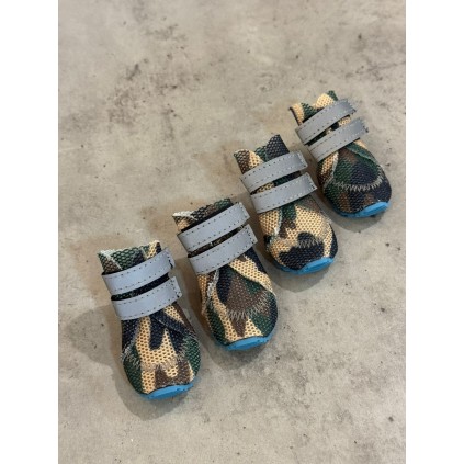 Ботинки для больших и мелких собак на липучке, на плотной резиновой подошве, милитари