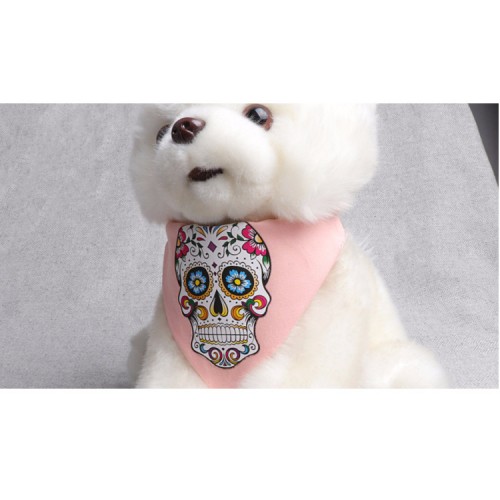 Ошейник-бандана для собак с рисунком Череп, розового цвета