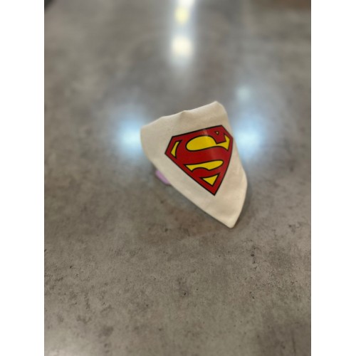 Ошейник-банданадля собак с надписью Superman на ткани,  белого цвета