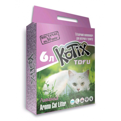Наполнитель для кошачих туалетов KOTIX TOFU Лаванда 6L