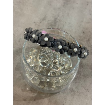 Ошейник для собак двухслойный на наружной части бархат с цветами внутри с жемчугом, чйрный