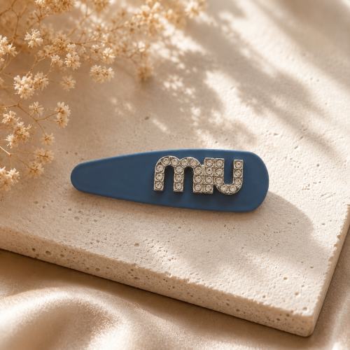 Шпилька Miu Miu для собак синя зі стразами | Декоративний аксесуар для грумінгу та фотосесій | Стильна шпилька для довгої вовни