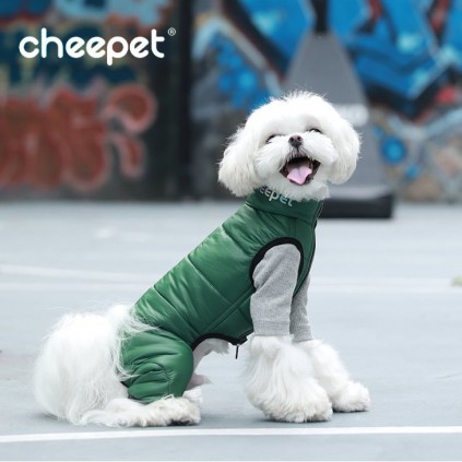 Комбинезон зимний для собак Cheepet "Дутик" двухсторонний зеленый
