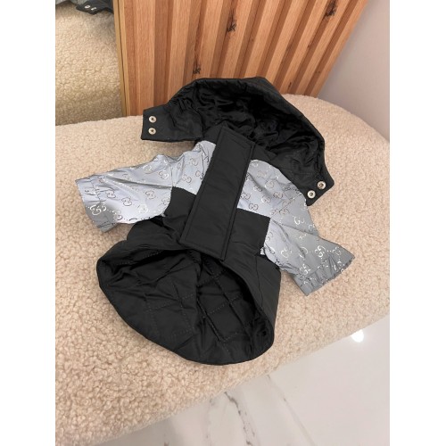 Брендовая зимняя куртка для собак GUCCI со светоотражающей вставкой,на змейке, черная