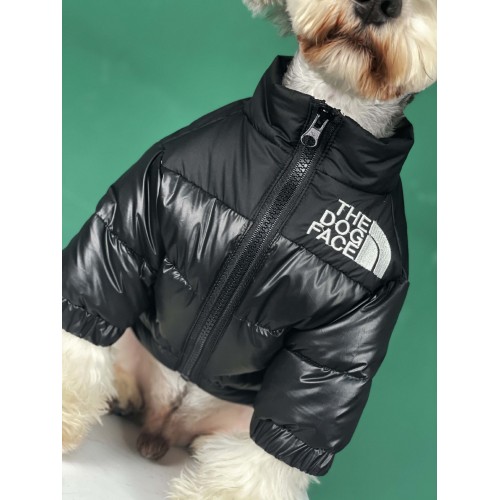Брендовая курточка-пуховик для собак THE DOG FACE без капюшона, на змейке, черная