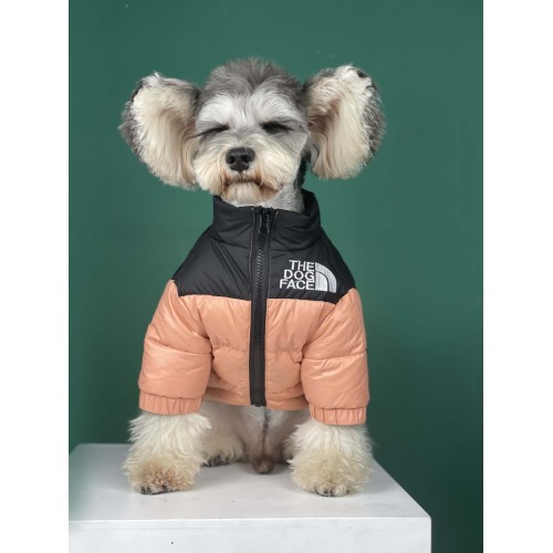 Брендовая курточка-пуховик для собак THE DOG FACE без капюшона, на змейке, кремовая