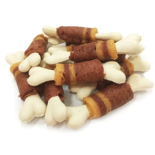 Ласощі "Селянські Солодощі" для собак, кальцієва кісточка з качкою та куркою, 7см