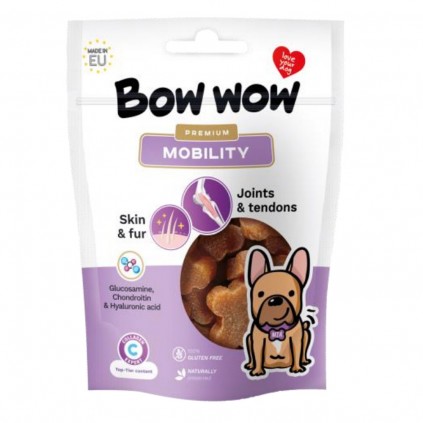 Ласощі для собак "Bow wow" Mobility снеки, покращує опорно-рухову систему, шкіру та вовну, 60 гр