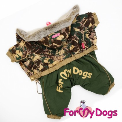 Зимний комбинезон для собак For My Dogs "Камуфляж" зеленый