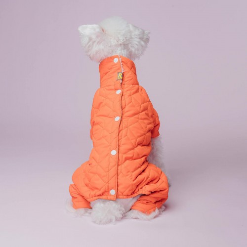 Зимовий комбінезон для собак, одяг для дрібних та середніх порід двосторонній IsPet сірий/оранжевий