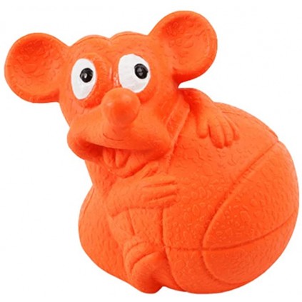 Игрушка для собак Мышка латексная с пищалкой, оранжевая 8*7см