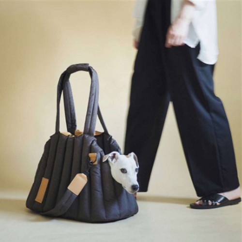 Стильна сумка-перенесення для собак з трьома видами ручок, горизонтальна прошивка, ультралегка, чорна