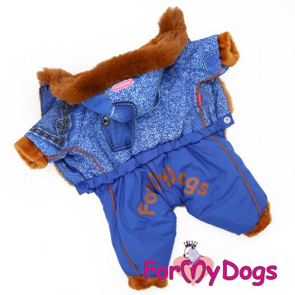 Зимний комбинезон для собак For My Dogs "Джинс" синий