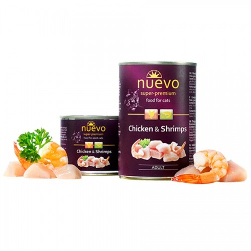 Консервы для кошек NUEVO ADULT с курицей и креветками 200г Консервы для кошек NUEVO ADULT с курицей и креветками 200г