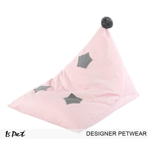Лежанка подушка для собак и кошек Is Pet со звездами с бубоном розового цвета