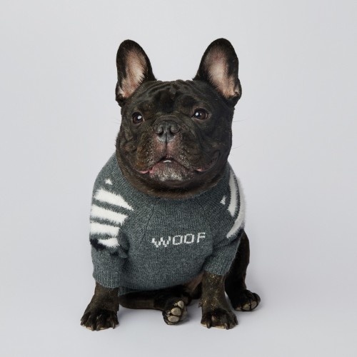 Брендовый свитер для собак OFF WHITE  с косточками в виде креста на спинке, серый