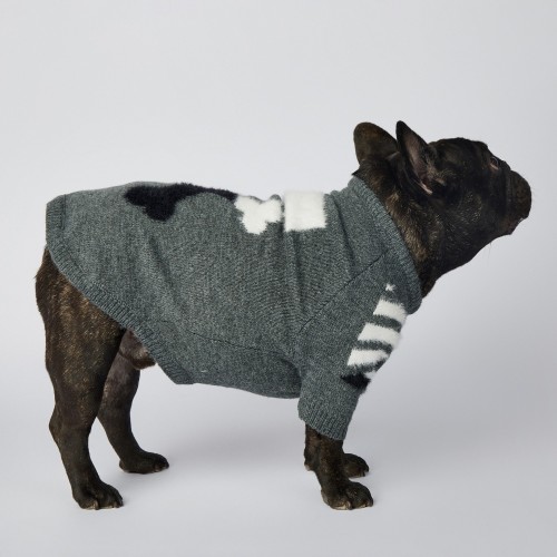 Брендовый свитер для собак OFF WHITE  с косточками в виде креста на спинке, серый