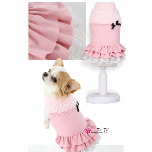 Жилетка-сукня для собак Pretty Pet Bella Coat зі спідницею, на кнопках, рожева